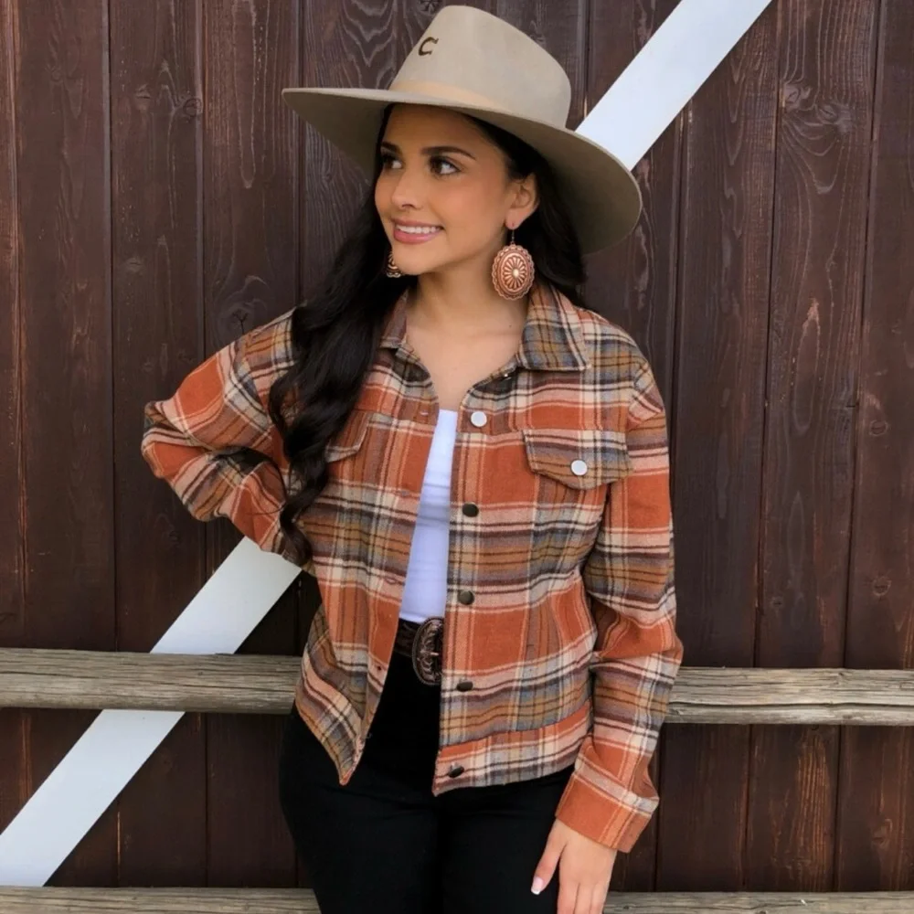 🎁New Oversized Plaid Jacket with Corduroy Collar🎁 - Picture 10 of 15